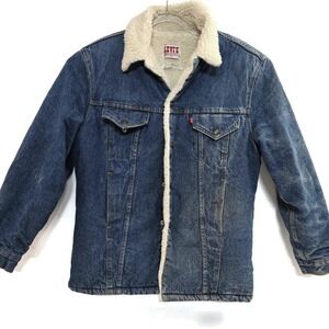 Vintage Levis Jacket Mens 42R Blue Sherpa Lined Denim Trucker Coat Warm 80s